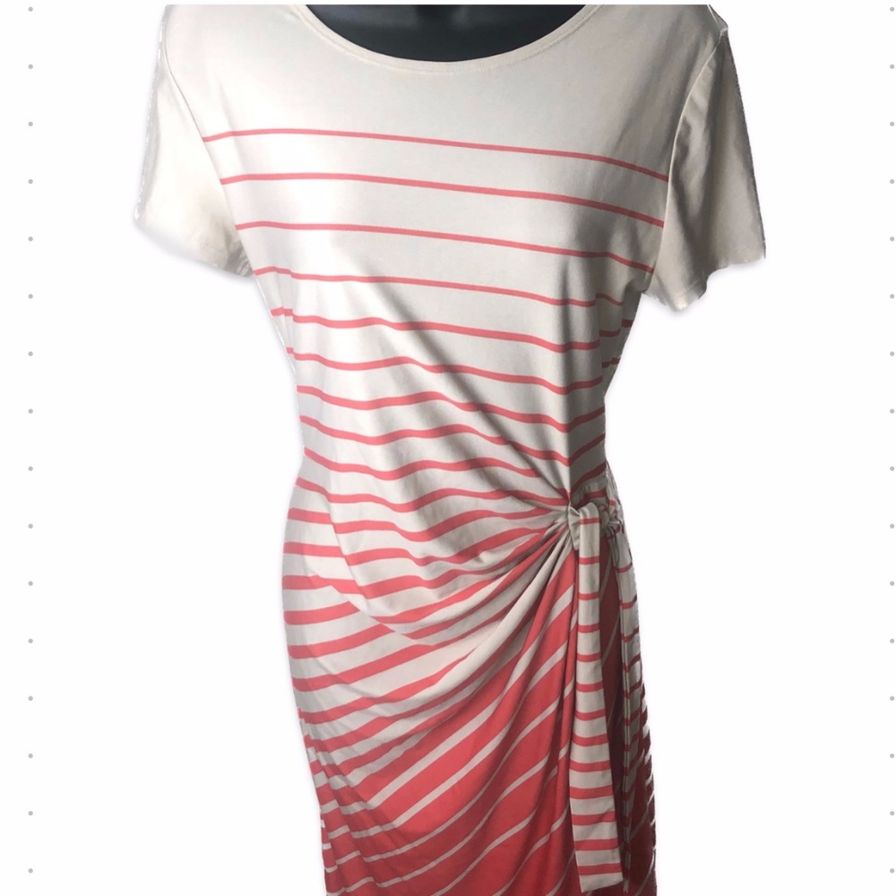 Tan and Coral Striped Dress | Size 12